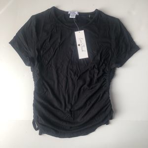 Love Streak Ruched Sides Ribbed Top Juniors Large
